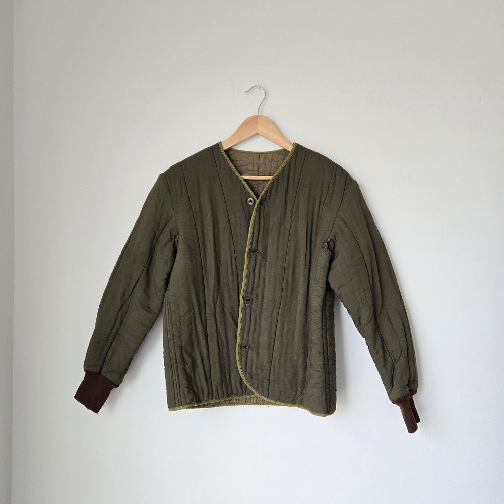 Vintage Czech Quilted Military Liner Jacket Reversible